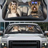 Yorkie Couple Dog Car Window Sunshade Family Dogs Auto Sunshade Dog Owner Gift