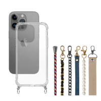 【Timo】iPhone 15 6.1吋 附釦四角防摔透明手機殼(送多用途斜背頸掛背帶繩)