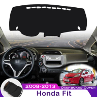 For Honda Fit Jazz 2008-2013 GE6 GE7 GE8 GE9 Car Dashboard Avoid Light Pad Instrument Platform Desk Cover Leather velvet Mat