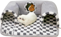 Guinea Pig Hideout Tunnel with Warm Bed for Bunny 3 Cave Small Animal Tunnel Toy Cages Grey