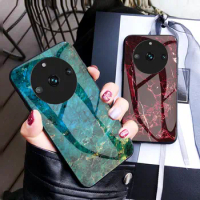 Realme 11 Pro Plus 5G RMX3740 Case Marble Grain Tempered Glass Back Cover Hard Phone Case for Realme 11 Pro Plus 5G RMX3740