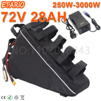 72V 3000W 2000W Triangle Battery Pack 72V 18AH E-Bike Battery 72V 25AH Lithium Battery use 18650 cell with 60A BMS 84V Charger