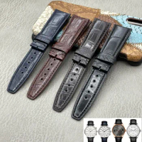 Crocodile Leather Replacement Watchbands for IWC Portugues Pilot Blue Alligator Grain Watch Band Bracelet Strap 20mm 21mm 22mm