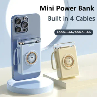 Portable Mini Power Bank 10000mAh LED Flashlight PowerBank Built-in 4-Wire Charger External Battery Pack Spare Battery