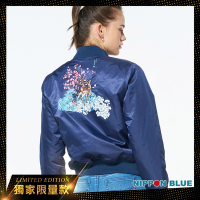 日本藍 BLUE WAY – 網路獨家 日本藍百花鹿飛行外套(丈青)/網路獨家款