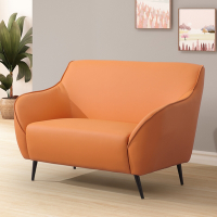 Homelike 莫蘭迪仿真皮雙人沙發(亮橘色)-123x80x84cm 二人座沙發 皮沙發