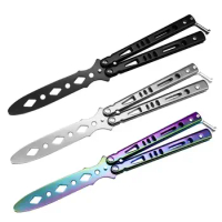 Portable Folding Butterfly Knife CSGO Balisong Trainer Unedged Stainless Steel Butterfly Knife Training Tool for Outdoor Games