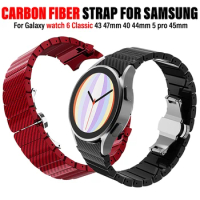 Carbon Fiber Strap For Samsung Galaxy Watch 4 5 6 40MM 44mm 5Pro 45MM Butterfly Buckle Galaxy Watch 6 Classic 43mm 47mm Bracelet