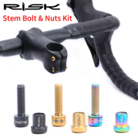 RISK 2pcs M5x18mm Road Bike Carbon Stem Bolts&amp;Nut Kits Titanium Ti Bicycle Stem Bolts Mountain Bike Stem Screw Nut Kits