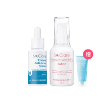 【St.Clare 聖克萊爾】無酸抗痘淨膚調理精華30ml+杜鵑花酸淨肌煥白精華乳50ml