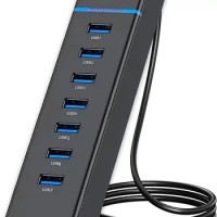 USB Hub 3.0,7-Port USB Data Hub Splitter for Laptop, PC, MacBook, Mac Pro, Mac Mini, iMac, Surface Pro and More USB