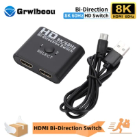 8K HDMI-Compatible Switch Bi-Direction Splitter 1x2/2x1 HDMI 4Kx2K Switcher 2 in 1 Out for PS4/3 HD TV Monitor Switcher Adapter