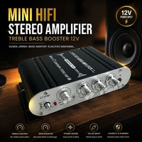 LVPIN Mini HiFi Stereo Amplifier Treble Bass Booster 12V - LP-838 Hitam