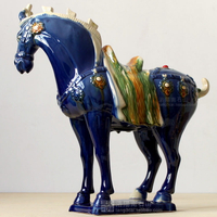 陶瓷馬擺件唐三彩馬高櫻三花馬家居客廳裝飾品擺設開業商務禮品