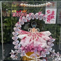 全城熱賣 - 亞克力透明花盒七夕情人節鮮花禮盒空盒子包裝盒花店禮盒用品亞克力提手【黑底】 不含材料包