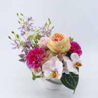 【HUGO DECO 榆果傢飾】紫石斛蘭庭園玫瑰香氛花禮(母親節/人造盆栽/綠化/佈置/禮物)