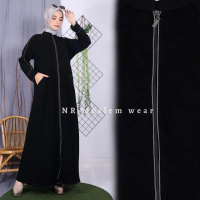 【NEW】 GAMIS ARAB, GAMIS UMROH WANITA HITAM , MODERN KODE SLETING
