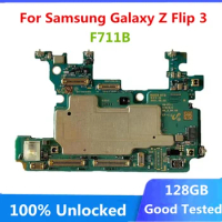 Unlocked For Samsung Galaxy Z Flip 3 Flip3 F711B Motherboard 5G 128GB Android OS Clean IMEI Logic Board Full Chips