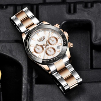 LIGE Panda Watch Man Top Brand Luxury Waterproof Casual Men Watches Stainless Steel Wristwatches Quartz Chronograph Watch Hombre
