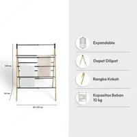 Jemuran Baju Handuk Bisa Dilipat Dan Dipanjangkan Hemat Tempat Bahan Bambu Kokoh Weldon WMO IF5638