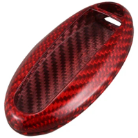 Premium Real Carbon Fiber Red Key Fob Smart Key Case Cover Fit For Nissan GTR 370Z Murano,Fit For Infiniti Q50 Q60 Q70