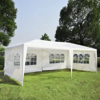 10' x 20' Large Party Tent, Gazebo Canopy with 4 Removable Window Sidewalls for Weddings, Outdoor Picnics - Blue/White