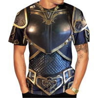 New 3D Printed Men's Fashion Knight T-shirt Hero Armor 3D Printed Top