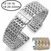 Watch Accessories for Seiko 9 Beads Stainless Steel Solid Bracelet 12 14 16 18 20 22mm Men's Steel Bracelet Women's Watch Bands