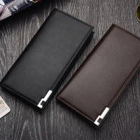 Male Clutch Leather Wallet Thin slim wallet long Male business Coin Purse multi-function card bag Brand mens wallets Carteira