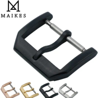 MAIKES New 18mm 20mm Leather Watch Band Strap Buckle Black 316L Stainless Steel Brushing Clasp Case For IWC Watchband