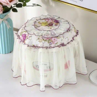 Flower Printed Rice Cooker Lace Dust Covers Antifouling Oil-proof Kitchen Appliances Accessories Round Yarn Edge