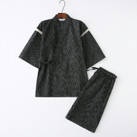 日式和服（男） 日本男士和服棉質短袖睡衣套裝甚平浴衣日式系帶溫泉汗蒸服家居服【DD45368】