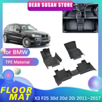 Car Floor Mat for BMW X3 F25 30d 20d 20i 28i M Sport 2011~2017 Foot TPE Interior Liner Carpet Pad Custom Cover Rug Accessories