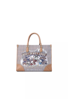 FION Donald Duck Medium Jacquard with Leather Tote Bag