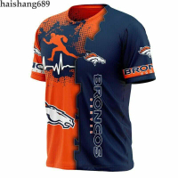 Áo thun nam mùa hè Denver Broncos cổ tròn tay ngắn kiểu dáng thể thao