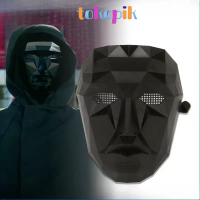 Topeng Plastik Squid Game Boss Topeng Kostum Cosplay Squid Game Pesta Halloween Roleplay Games