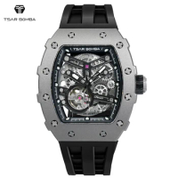 TSAR BOMBA Titanium Mechanical Watches for Men Automatic Mens Wristwatch Waterproof Luminous Clock Sapphire Tonneau Watch