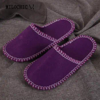 6 Pairs Felt Guest Slippers with Non-Slip Sole Unisex Travel Hotel Slipper Portable for Family Spa Home Party