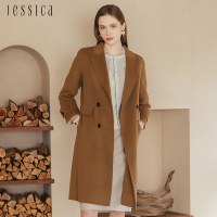 JESSICA - 氣質修身保暖顯瘦翻領羊毛大衣外套J35C01（駝）