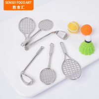 Cross-Border Same Style Mini Metal Tennis Racket Badminton Racket Keychain Pendant Golf Club Model T