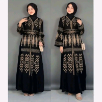 Abaya hitam turkey arab jetblack, abaya remaja arabic style, abaya hitam kekinian, abaya simple eleg