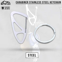 BFS123 Carabiner Stainless Steel Key Chain Clip Plus Ring Bulat Hook Buckle Gantungan Carabiner Mult