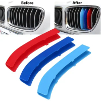 3pcs Car Grille Sticker Strip Cover For BMW 1 3 5 Series F30 F31 X5 X6 E90 E91 F10 F11 F18 E60 E61 E70 E84 F48 F20 F21 Body Kit