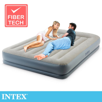 INTEX 舒適雙層內建電動幫浦(fiber tech)雙人加大充氣床墊-寬152cm-有頭枕(64117ED)
