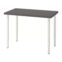 LINNMON/OLOV 書桌/工作桌, 深灰色/白色, 100x60 公分