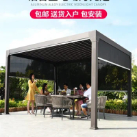 Outdoor electric gazebo outdoor automatic canopy patio garden sun room aluminum alloy electric sunshade