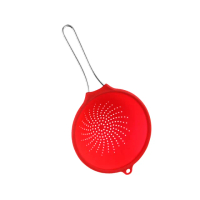 【Siliconezone】20cm施理康耐熱矽膠食物瀝水網杓-亮紅色(小)