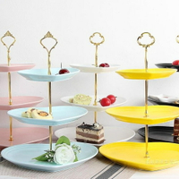 買一送一 蛋糕水果架瓷江湖陶瓷三層水果盤歐式客廳下午蛋糕架零食茶點心甜品糖果托盤 阿薩布魯