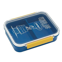 小禮堂 史努比 日製 方形雙扣微波便當盒 塑膠便當盒 保鮮盒 730ml (藍黃 飛行員)