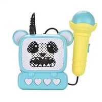 Mainan Musik Anak Microphone Music Box Karaoke Dengan Microphone Koneksi Hp Anak Biru